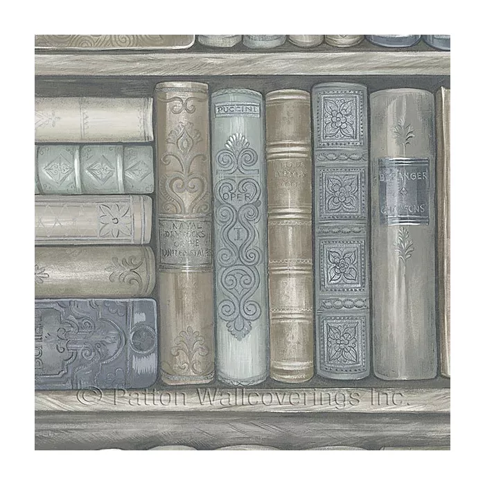 Bookcase Wallpaper Blue, Brown Norwall Wallcovering LL36203