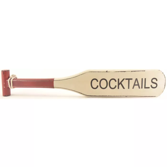 Wooden Boat Oar Hanging Wall Sign - Cocktails - 23.375" Long