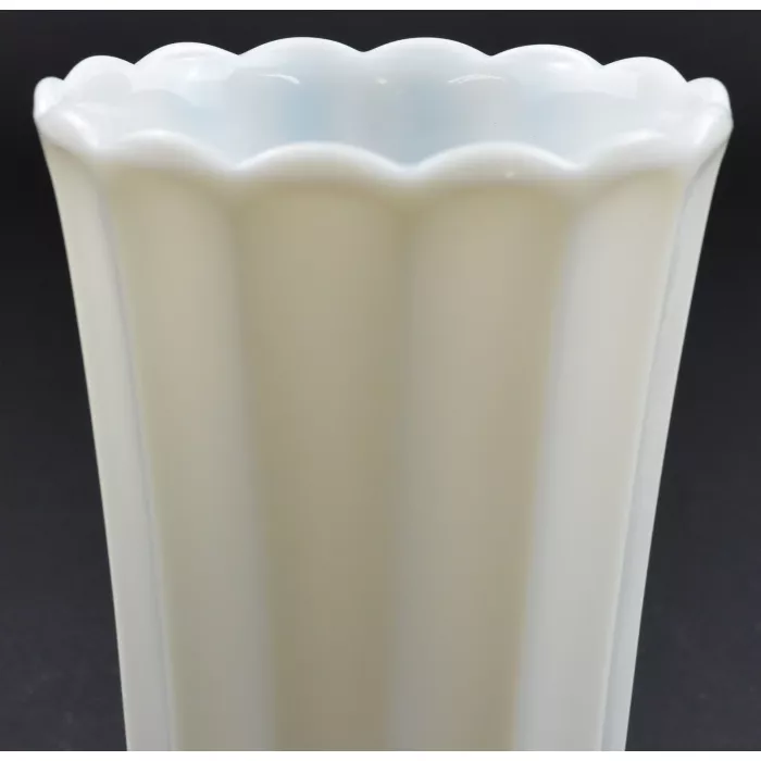 Fluted Milk Glass Scalloped Flower Vase - 8.5" Tall