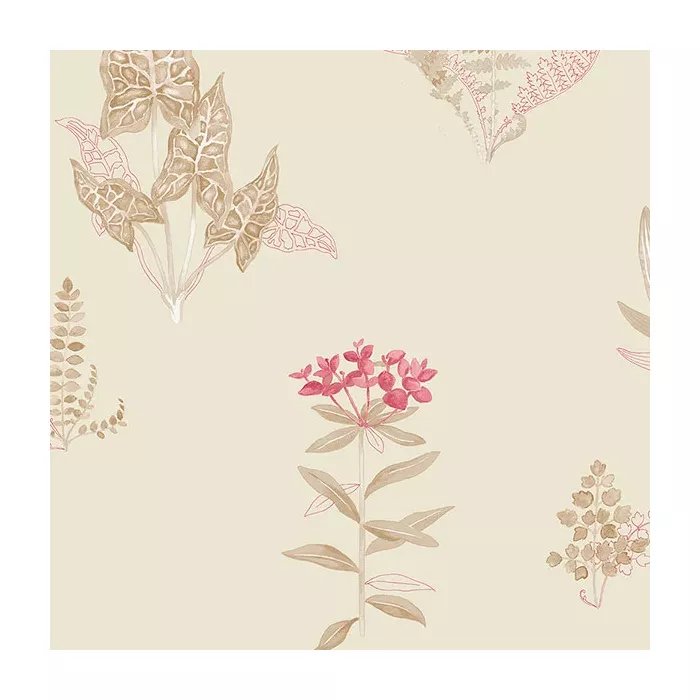 Ferns Wallpaper Red, Cream, Taupe Norwall Wallcovering PA34230