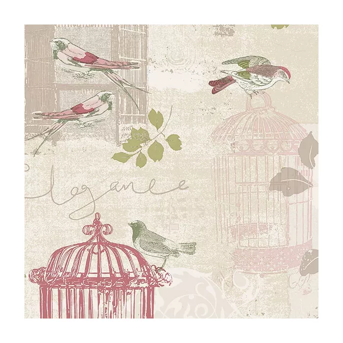 Victorian Birdcage Wallpaper Beige, Pink Norwall Wallcovering KE29947
