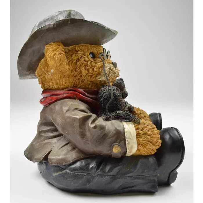 Large Teddy Roosevelt Style Bear Resin Figurine - Dressed In Black