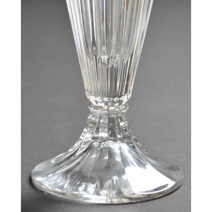 Crystal Vase - Holly & Panel Pattern Bud Vase - 7.375" Tall