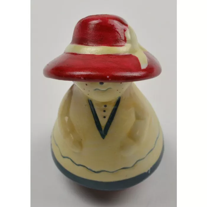 Woman In White Dress And Red Hat Ceramic Pepper Shaker - 3" Tall