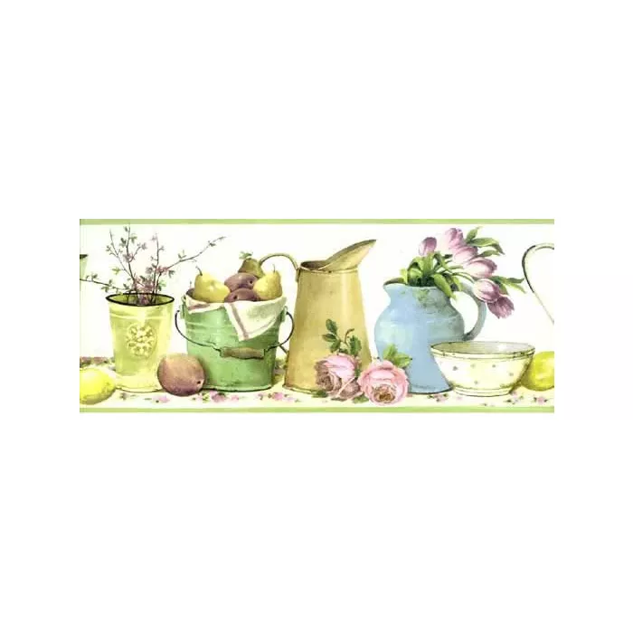 Wallpaper Border Garden Pots and Flowers