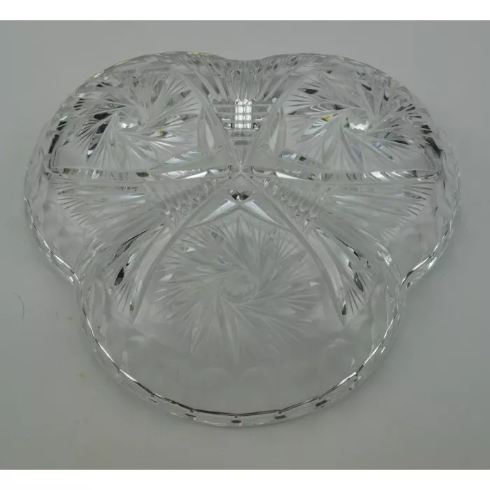 Crystal 3 Part Divided Relish Dish - Pinwheel Pattern