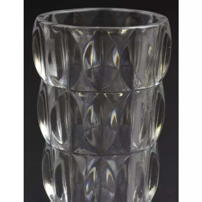 Clear Pressed Glass Flower Vase - Thumbprint Pattern - 5" Tall