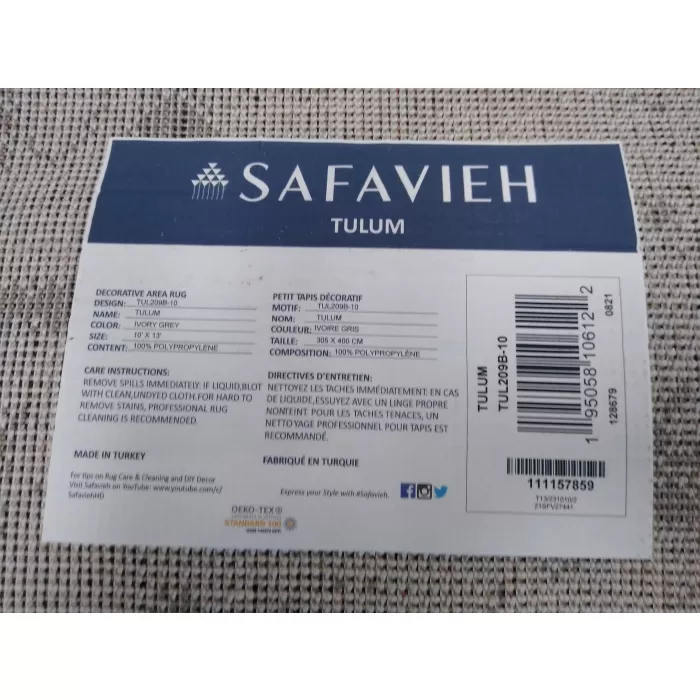 Safevieh Talum Power Loom Ivory / Gray Rug - Rectangle 10ft x 13ft