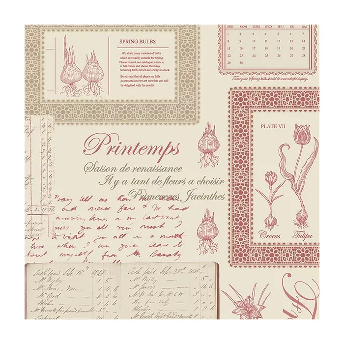 Printemps Script Wallpaper Beige, Pink, Cream Norwall Wallcovering FK34418