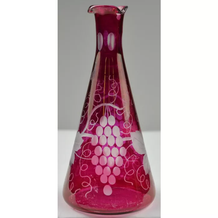 Etched Glass Floral Pattern Bud Vase - 6" Tall