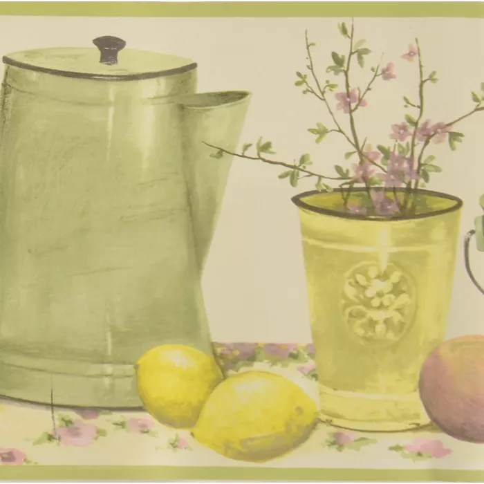 Wallpaper Border Garden Pots and Flowers