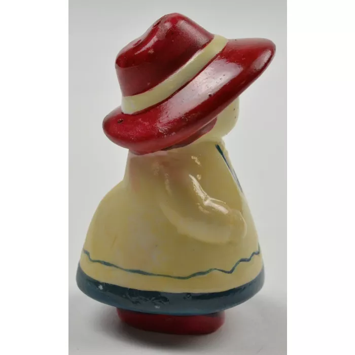 Woman In White Dress And Red Hat Ceramic Pepper Shaker - 3" Tall