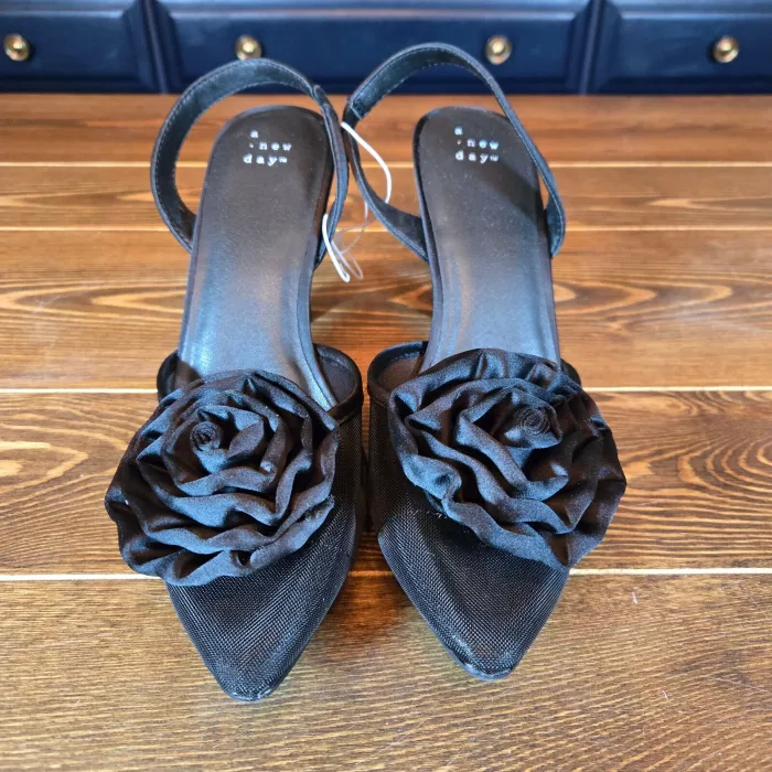 Women's Black Slingback Heels Fleur Florette Sz 10