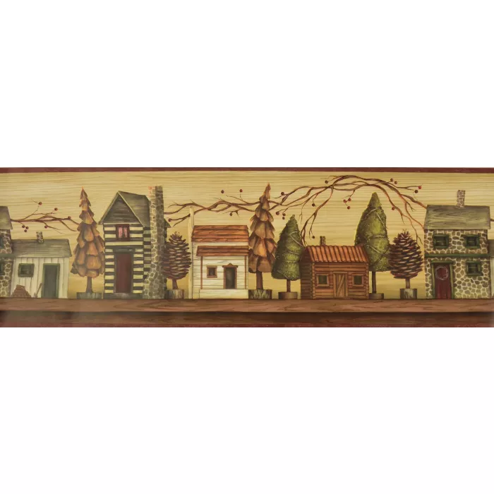 Chesapeake Wallpaper Border Country Houses and Trees