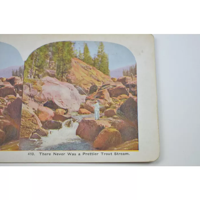 Antique Stereoview - No. 410 - There Never Was A Prettier Trout Stream