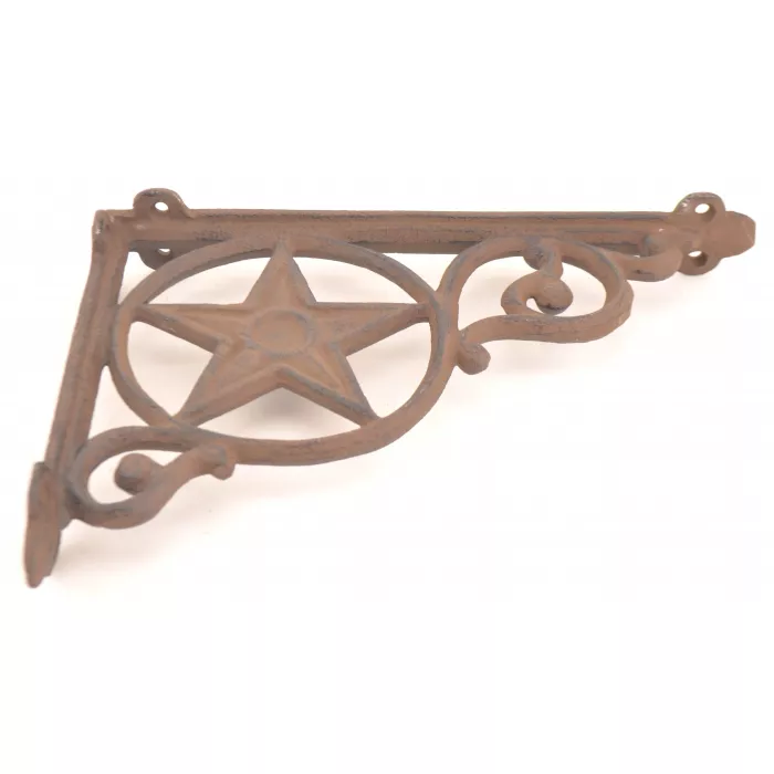 Wall Shelf Bracket - Star Pattern - Cast Iron - 8.75" Deep