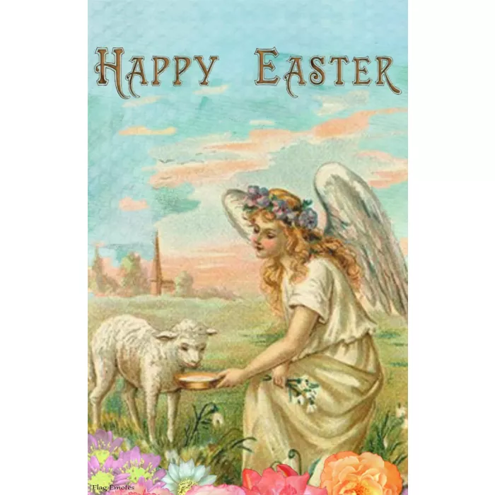 Flag Emotes - Double Sided Garden Flag - Happy Easter Angel & Lamb