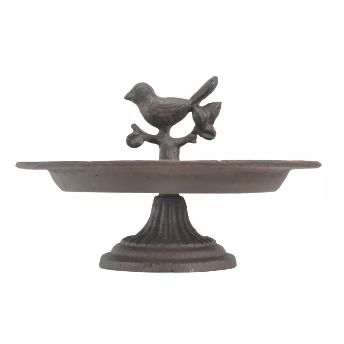 Decorative Cast Iron Pedestal Bird Feeder - Chickadee - 8" Wide