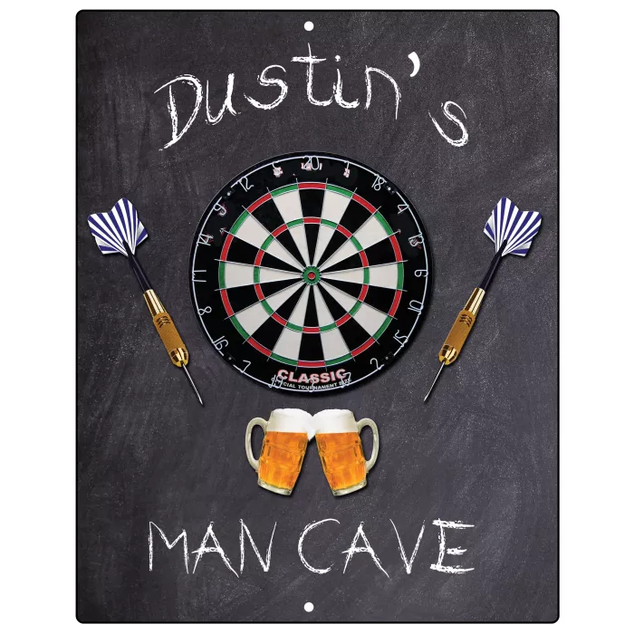Personalized Custom Aluminum Sign - Dartboard & Beer - 12" x 9"