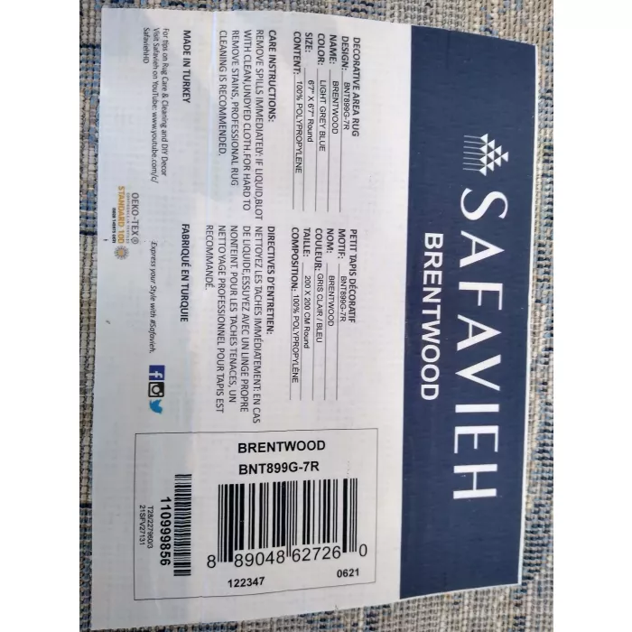 Safavieh Brentwood Oriental Light Gray / Blue Area Rug - Round 6ft 7in