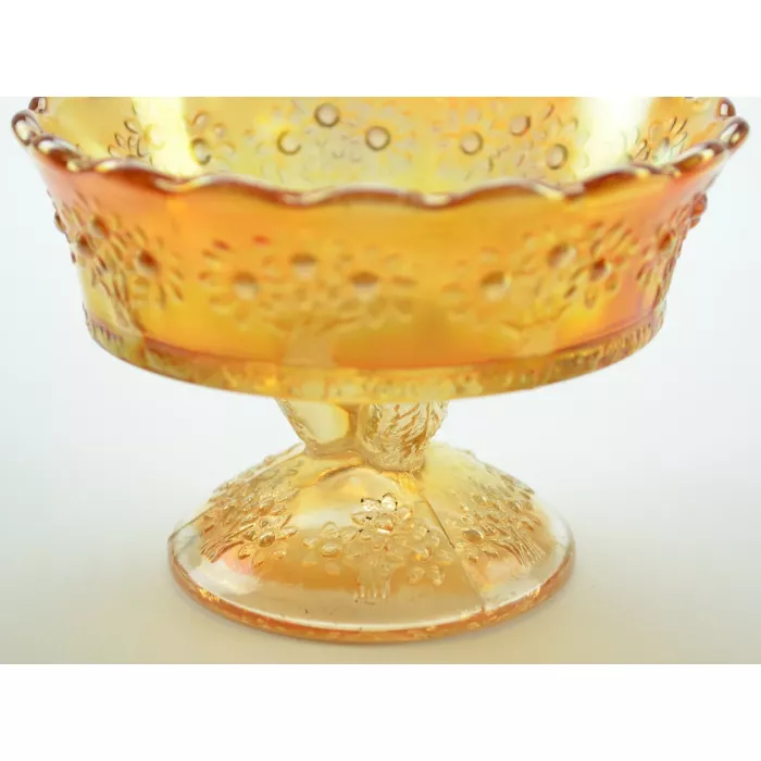 Vintage Marigold Floral Pattern Compote - 3" Tall - Set Of Two
