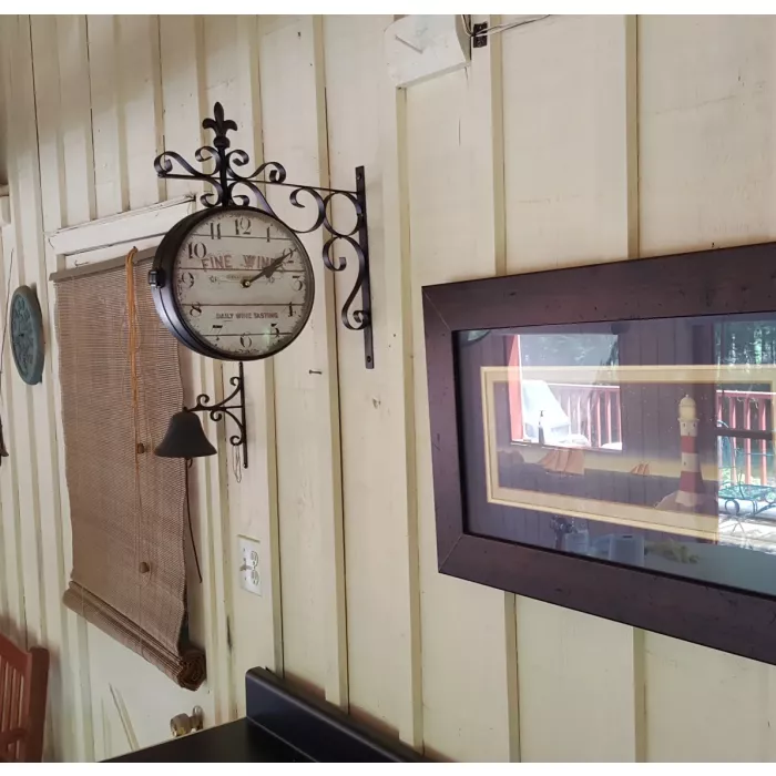 Hanging Double Sided Clock On Bracket - Fine Wines Daily Wine Tasting