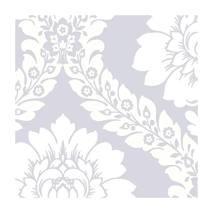 Daisy Damask Wallpaper Metallic Silver, Light Cream Norwall Wallcovering SH34519