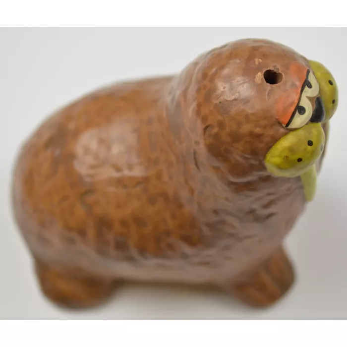 Vintage Walrus Shaped Ceramic Salt Or Pepper Shaker - 3" Tall