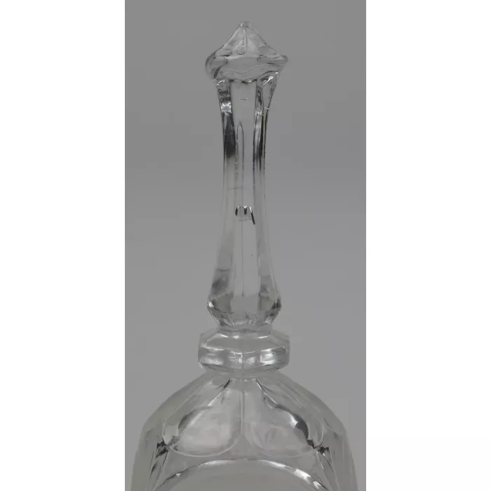 Clear Pressed Glass Bell With Etched Cross Pattern - 5.5" Tall