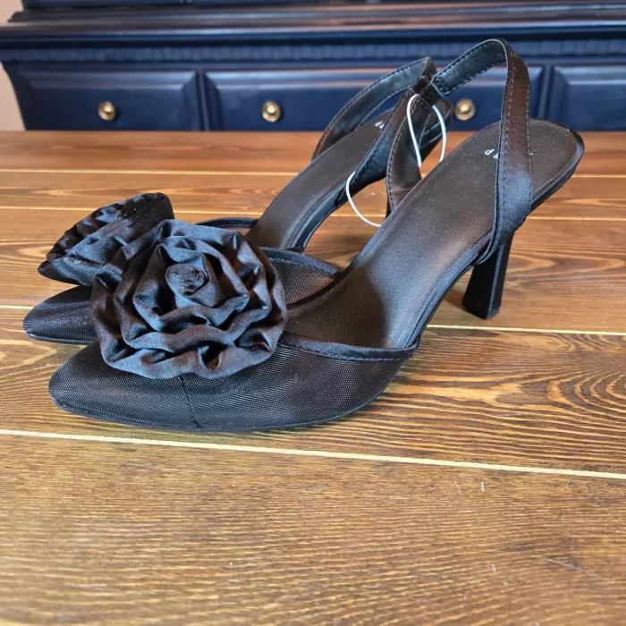Women's Black Slingback Heels Fleur Florette Sz 10