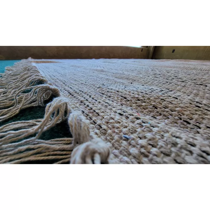 Jodi Geometric Handmade Flatweave Cotton Ivory/Steel Grey Area Rug - Rectangle 8ft x 10ft Dakota Fields