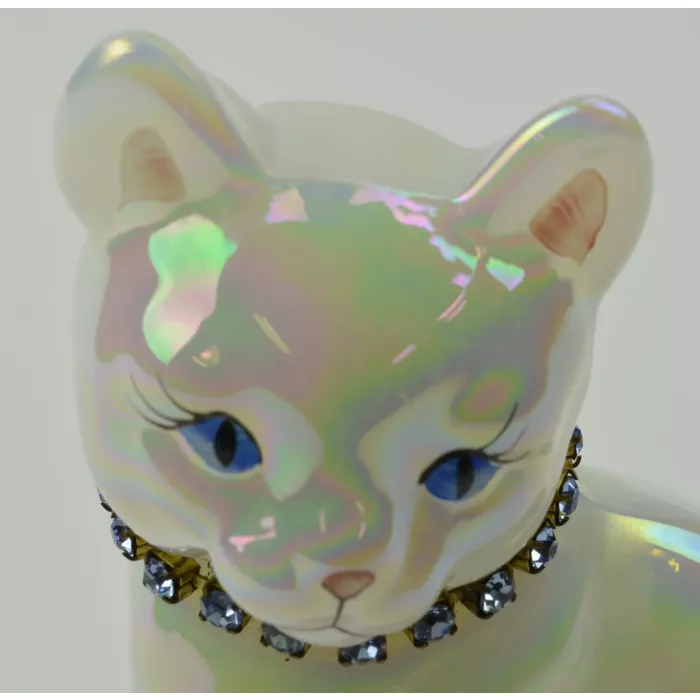 Fenton Art Glass - March Cat Figurine - Iridized (Carnival) Glass - T. Watson