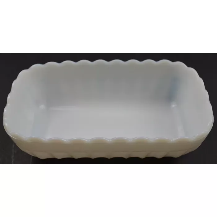 Vintage Fluted Milk Glass Three Footed Scalloped Planter - 8.25" Long