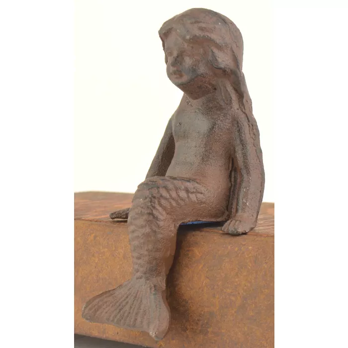 Cast Iron Shelf Sitter - Rust Mermaid Design - 5.125" Tall