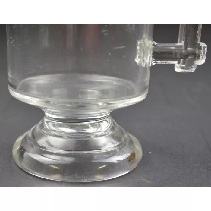 Clear Glass Creamer Pitcher - Drip Pattern & Wood Style Handle - 5.625" Tall