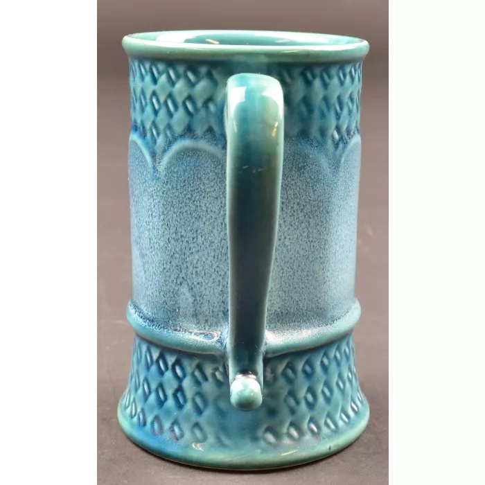Vintage Blue Ceramic 8 Ounce Mugs - Set Of Six - 4.25" Tall