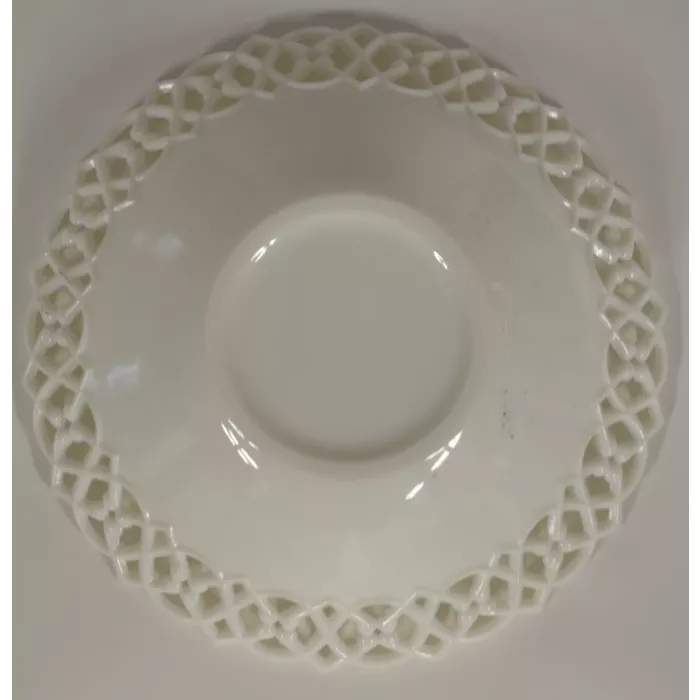Vintage Milk Glass Lace Edge Bowl - Diamond & Circle Pattern