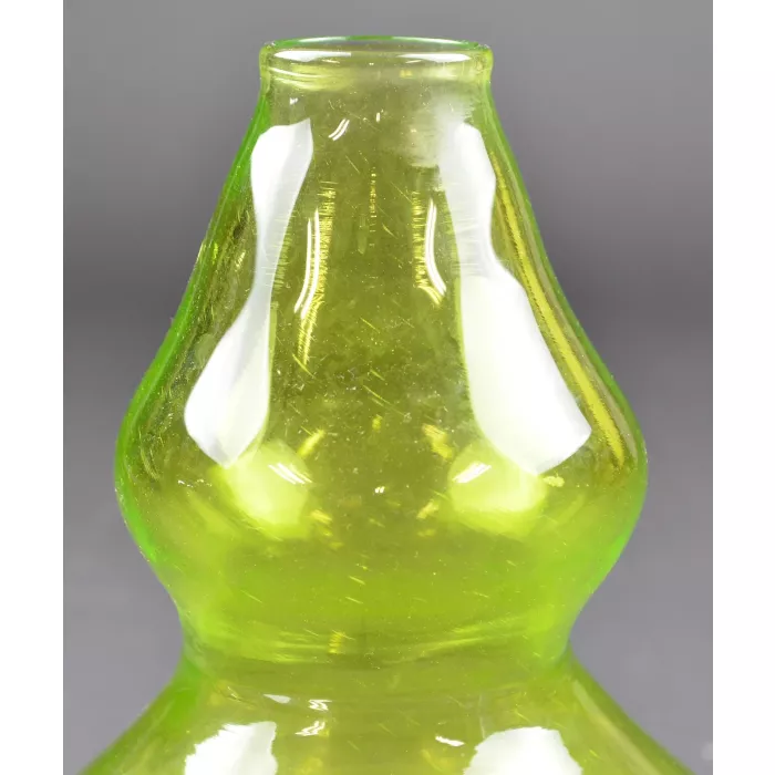 Vintage Hand Blown Glass Vaseline Color Flower Vase - 8" Tall