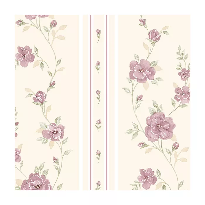 In Register Rose Stripe Wallpaper Cream, Pink, Green Norwall Wallcovering IM36410
