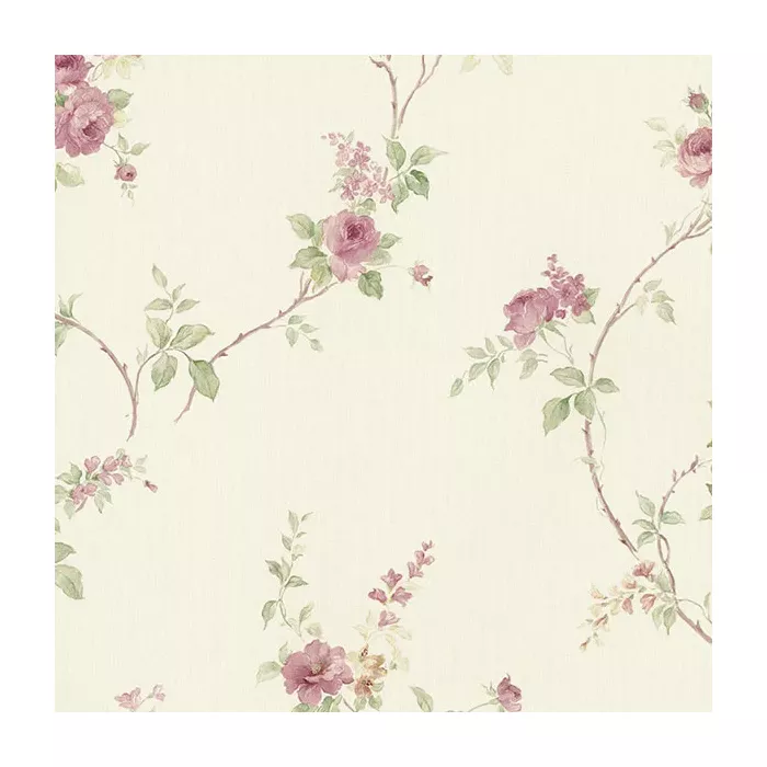 In-Register White Wedding Trail Wallpaper Cream, Pink, Green Norwall Wallcovering MD29401