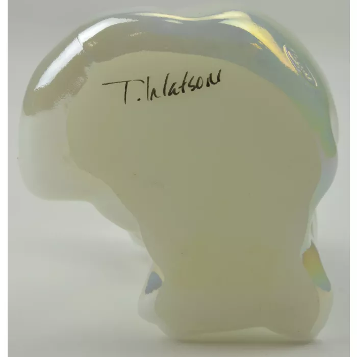 Fenton Art Glass - March Cat Figurine - Iridized (Carnival) Glass - T. Watson