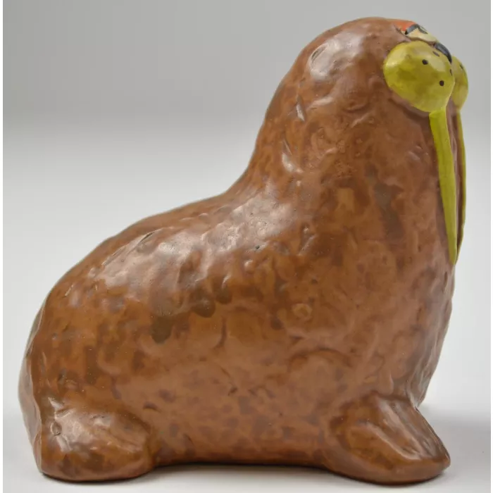 Vintage Walrus Shaped Ceramic Salt Or Pepper Shaker - 3" Tall