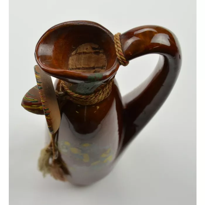 Mexican Design Art Pottery Pitcher With Sombrero Accent - 8.5" Tall