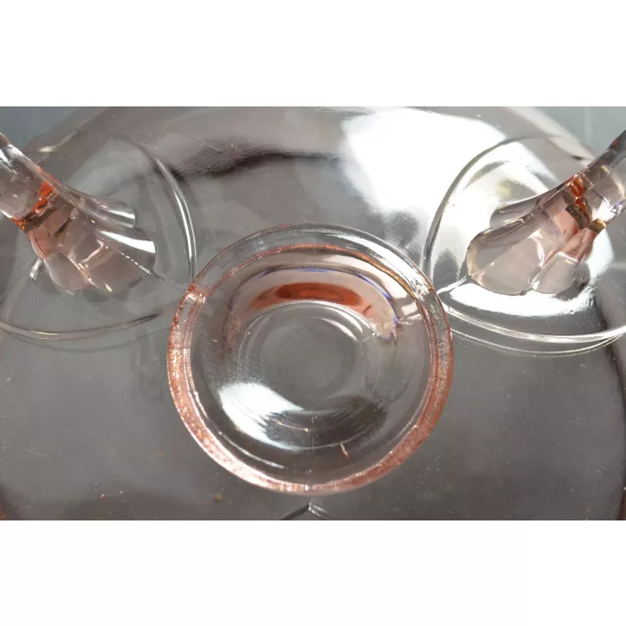 Vintage Pink Depression Glass Three Toed Bowl - 3.5" Tall
