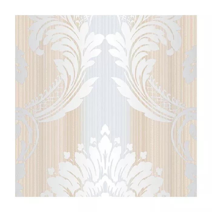 String Damask Wallpaper Cream, Beige, Metallic Silver Norwall Wallcovering CS35607