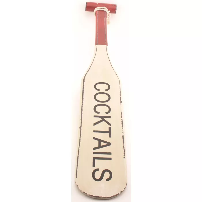 Wooden Boat Oar Hanging Wall Sign - Cocktails - 23.375" Long