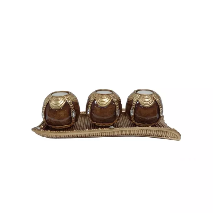 D'Lusso Designs - Classic Collection - Decorative Tray & Orb Candle Holder Set