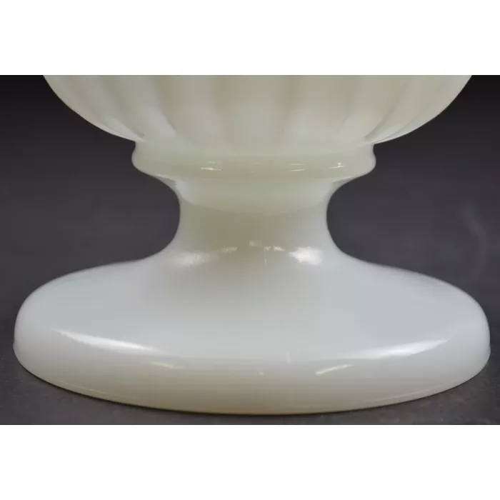 Milk Glass Fluted Compote Style Scalloped Vase - 7.75" Tall