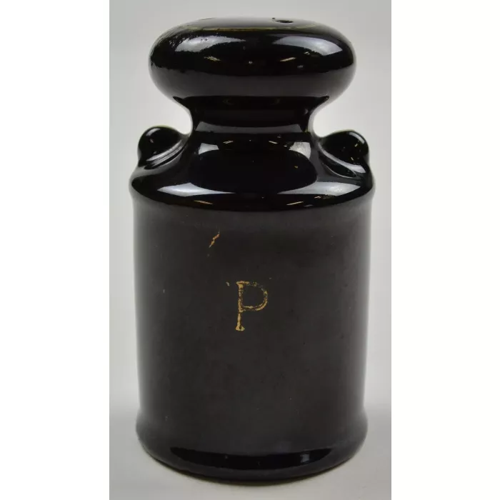 Vintage Black Ceramic Milk Can Salt & Pepper Shakers - 3.125" Tall