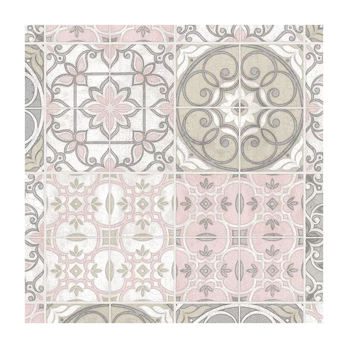 Portugese Tiles Wallpaper Grey, Pink Norwall Wallcovering CK36611